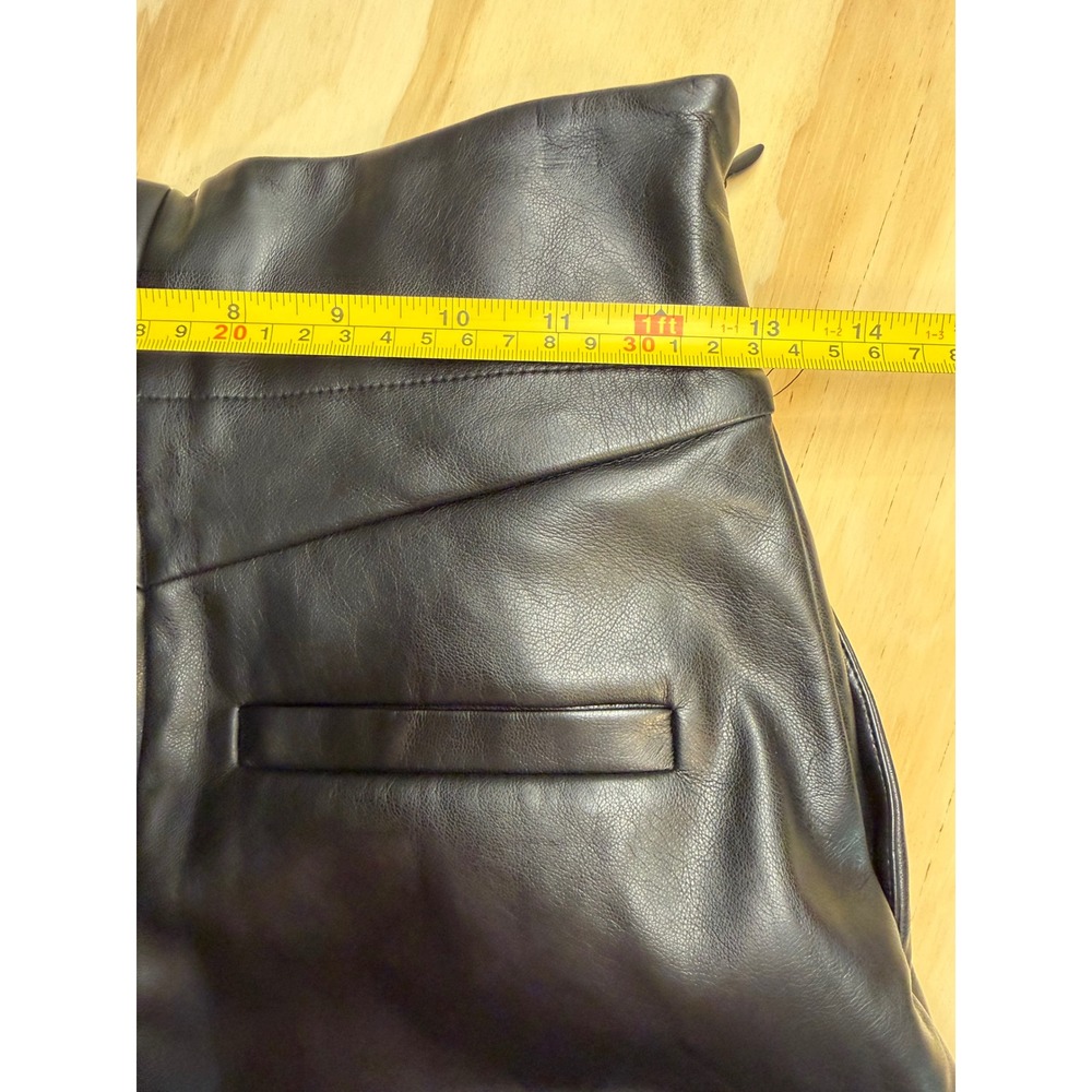 Maniere De Voir Black Faux Leather Flare Pants High Waist US 2 UK 6 EU 34 - Picture 9 of 12